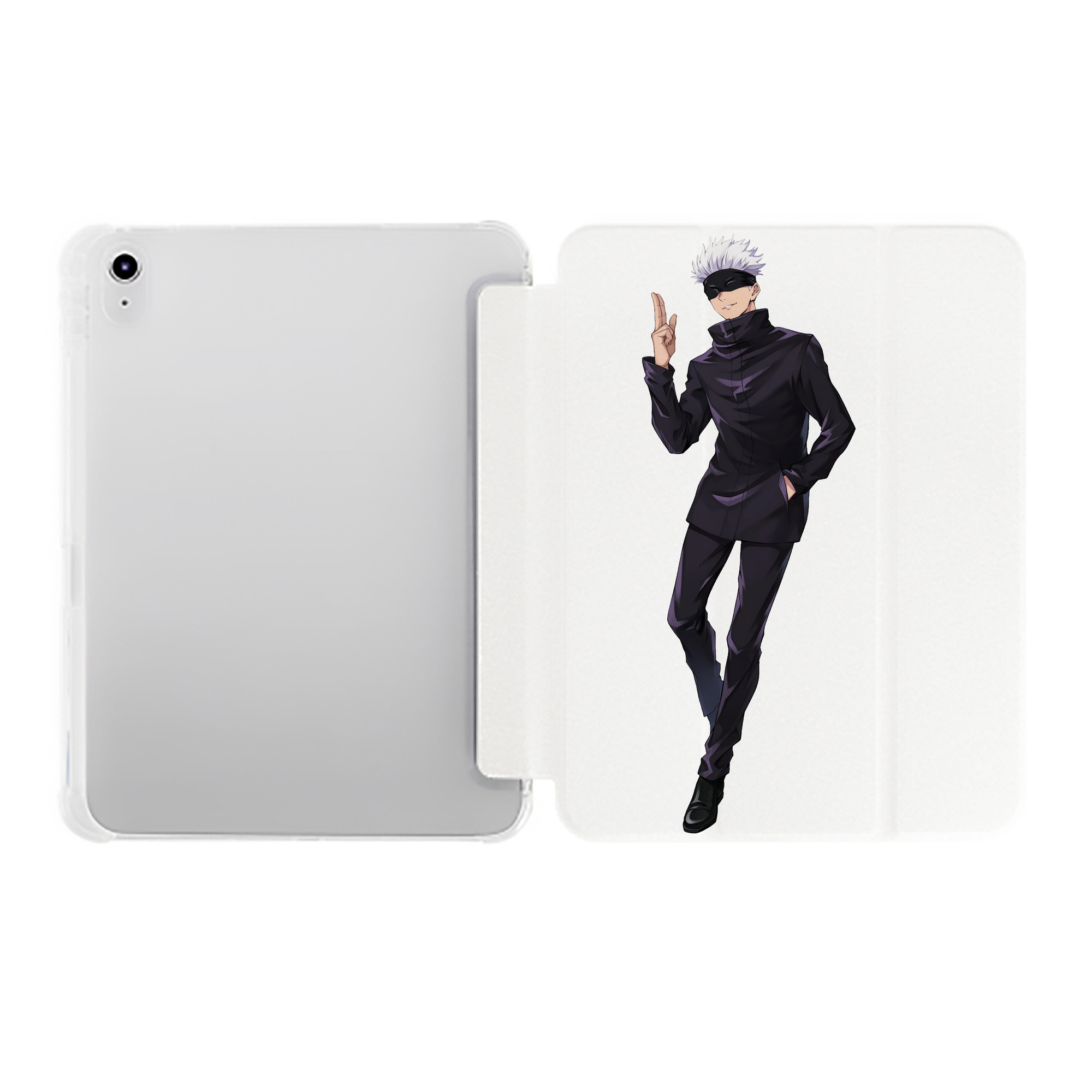 （画像用） 呪術廻戦 Jujutsu Kaisen IPad ケース ペン収納付き 三つ折りスタンド PUレザー×シリコン 対応機種9.5/10.5/10.9インチ